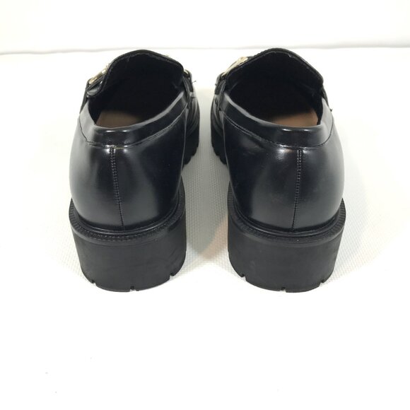 H&M Horsebit Buckle Loafers Lug Sole Black Women 9 - Picture 10 of 13
